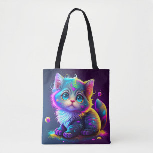 Niedliche Farbige Katze Digitales Kunstwerk-79827 Tasche