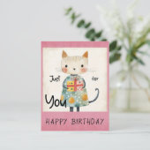 Niedliche farbige Katze Gerne zum Geburtstag Postkarte (Stehend Vorderseite)