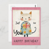 Niedliche farbige Katze Gerne zum Geburtstag Postkarte (Vorne/Hinten)