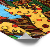 Niedliche farbige Katzen Baumhaus Whimsical Cartoo Poster (Ecke)