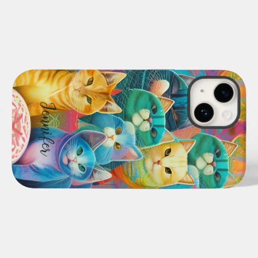 Niedliche farbige Katzen Case-Mate iPhone Hülle (Rückseite (Horizontal))