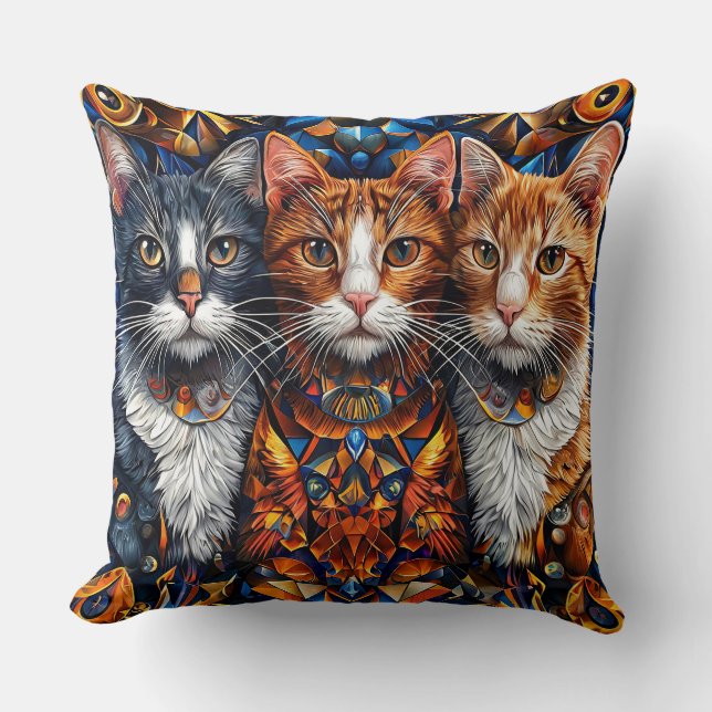 Niedliche farbige Katzen Kissen (Vorderseite)