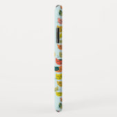 Niedliche, farbige Katzen-Muster auf blau Case-Mate iPhone Hülle (Hinten/Rechts)