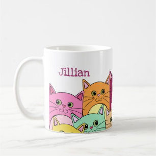 Niedliche, farbige Katzen Personalisiert Kaffeetasse