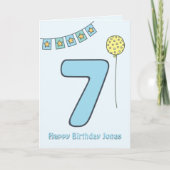 Niedliche Farbige Kinder' 7. Geburtstag Postkarte (Vorderseite)