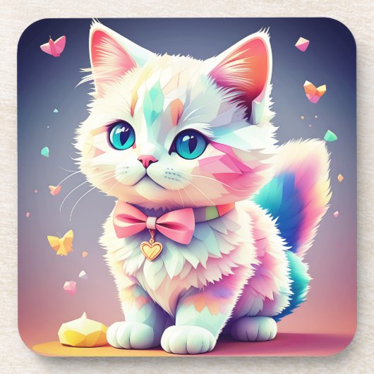 Niedliche Farbige Kitten-84301 Getränkeuntersetzer (Vorderseite)