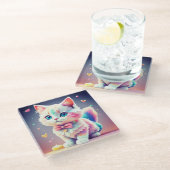 Niedliche Farbige Kitten-84301 Glasuntersetzer (Schrägansicht)