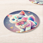 Niedliche Farbige Kitten-84301 Runder Pappuntersetzer (Angewinkelt)