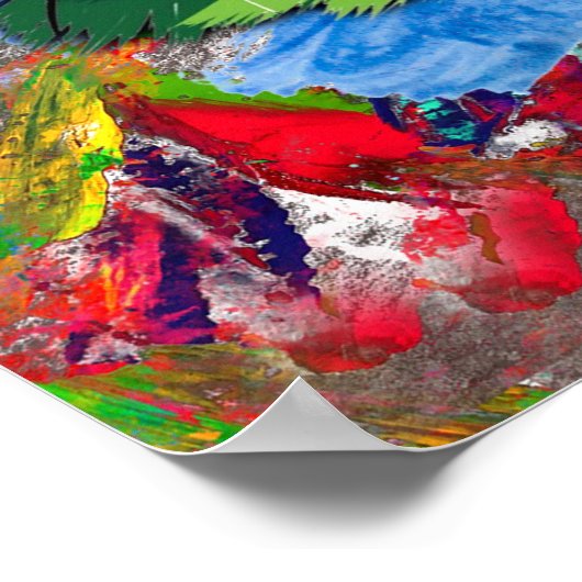 Niedliche farbige Kitten Cat Whimsical Poster (Ecke)