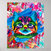 Niedliche farbige Kitten Cat Whimsical Poster (Vorne)