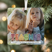Niedliche farbige Lehrerin Foto Weihnachten Ornament Aus Metall