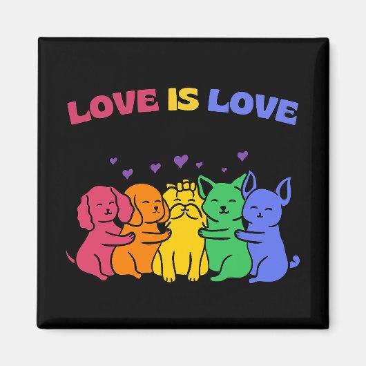 Niedliche farbige Liebe ist Liebe Katzen und Hunde Magnet (Vorne)