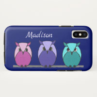 Niedliche farbige Lila rosa Aquamarine Cartoon Owl