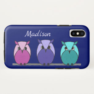 Niedliche farbige Lila rosa Aquamarine Cartoon Owl Case-Mate iPhone Hülle