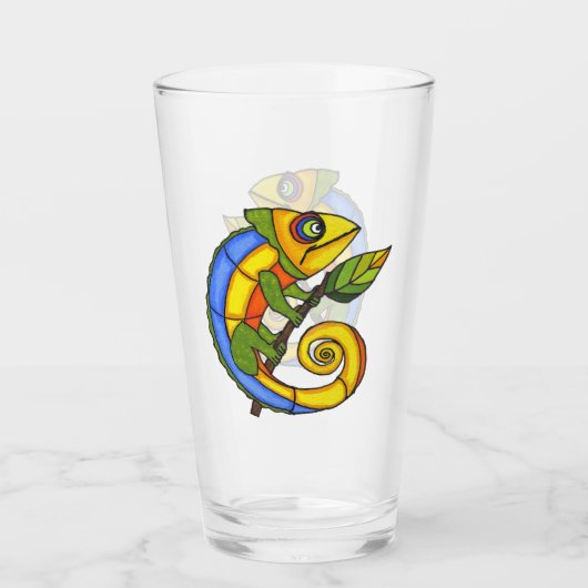 Niedliche farbige Lizard auf dem Zweig Große Augen Glas (Vorderseite)