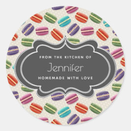 Niedliche farbige Macarons Musterküche Runder Aufkleber