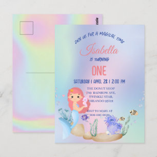 Niedliche farbige Meerjungfrau Rainbow Geburtstags Postkarte