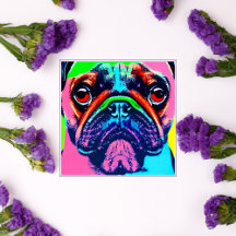 Niedliche farbige Mops Portrait Pop Art