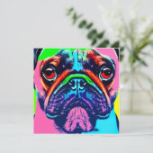 Niedliche farbige Mops Portrait Pop Art (Stehend Vorderseite)