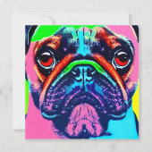 Niedliche farbige Mops Portrait Pop Art (Vorderseite)