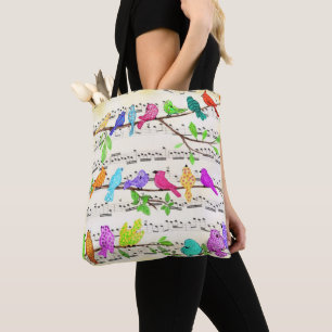 Niedliche Farbige Musical Birds Symphony Tote Bag Tasche