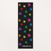 Niedliche farbige Paw-Drucke auf Schwarz-Zoll Yogamatte (Vorderseite)