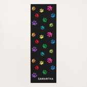 Niedliche farbige Paw-Drucke auf Schwarz-Zoll Yogamatte (Rückseite)