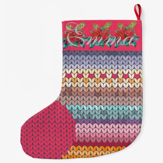 Niedliche Farbige Personalisiert gegossen Großer Weihnachtsstrumpf (Rückseite)