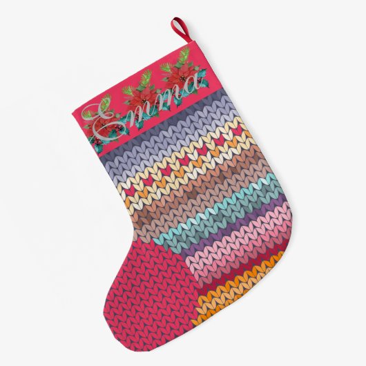 Niedliche Farbige Personalisiert gegossen Großer Weihnachtsstrumpf (Rückseite (Hängend))