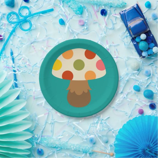 Niedliche farbige Pilzplatte Pappteller (Party)