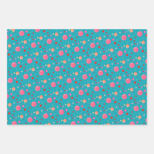 Niedliche farbige Punkte Türkis Wasserfarbe Geburt Geschenkpapier Set (Vorderseite 3)