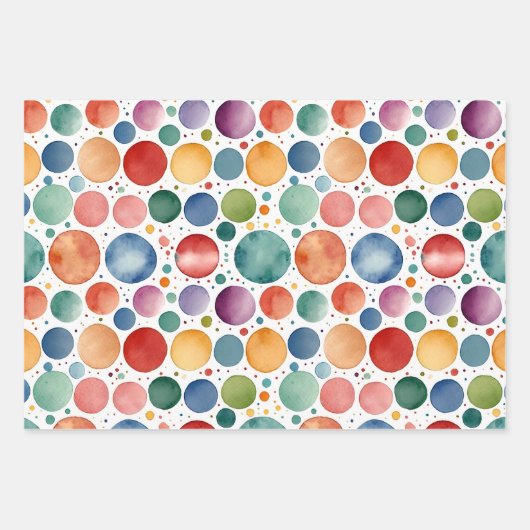 Niedliche farbige Punkte Türkis Wasserfarbe Geburt Geschenkpapier Set (Vorderseite)