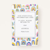 Niedliche farbige Rainbow Employee Foto ID Ausweis (Rückseite)