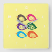 Niedliche, farbige Raubvögel Quadratische Wanduhr (Vorderseite)