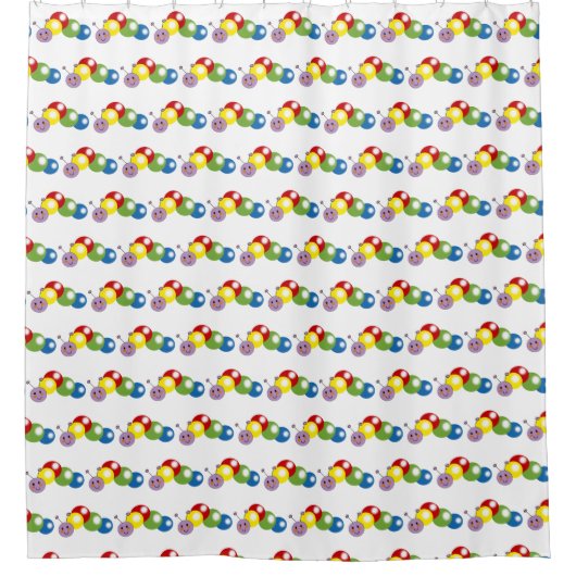 niedliche farbige Raupe Duschvorhang (Vorderseite)
