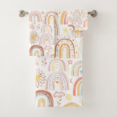 Niedliche farbige Regenbogen und Daisy-Blume Abstr Badhandtuch Set (Insitu)