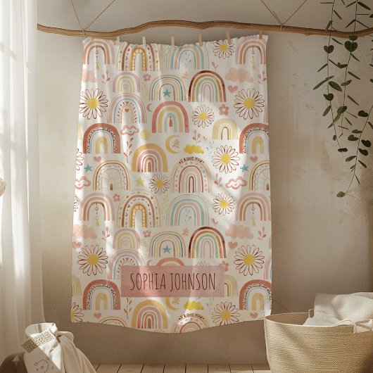 Niedliche farbige Regenbogen und Daisy-Blume Abstr Fleecedecke