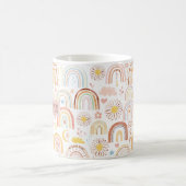 Niedliche farbige Regenbogen und Daisy-Blume Abstr Kaffeetasse (Mittel)