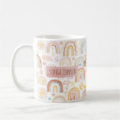 Niedliche farbige Regenbogen und Daisy-Blume Abstr Kaffeetasse (Links)