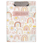 Niedliche farbige Regenbogen und Daisy-Blume Abstr Klemmbrett (Vorderseite)