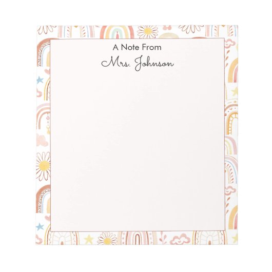 Niedliche farbige Regenbogen und Daisy-Blume Abstr Notizblock (Vorderseite)