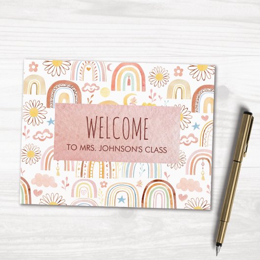 Niedliche farbige Regenbogen und Daisy-Blume Abstr Postkarte