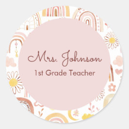 Niedliche farbige Regenbogen und Daisy-Blume Abstr Runder Aufkleber