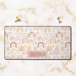 Niedliche farbige Regenbogen und Daisy-Blume Abstr Schreibtischunterlage