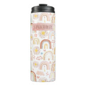 Niedliche farbige Regenbogen und Daisy-Blume Abstr Thermosbecher (Vorderseite)