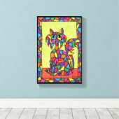 Niedliche farbige Regenbogenkat Leinwanddruck (Insitu (Holzboden))