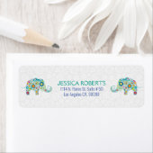 Niedliche Farbige Retro-Flora-Elefanten (Insitu)