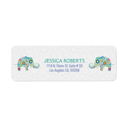 Niedliche Farbige Retro-Flora-Elefanten (Vorne)