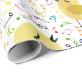 Niedliche Farbige Singmuster für Vögel und Musikno Geschenkpapier (Rolleneckpunkt)
