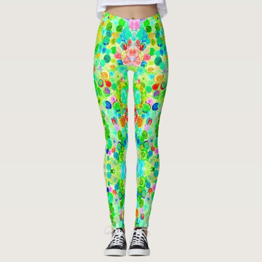 Niedliche farbige Spiralkosmosemuster Leggings (Vorderseite)